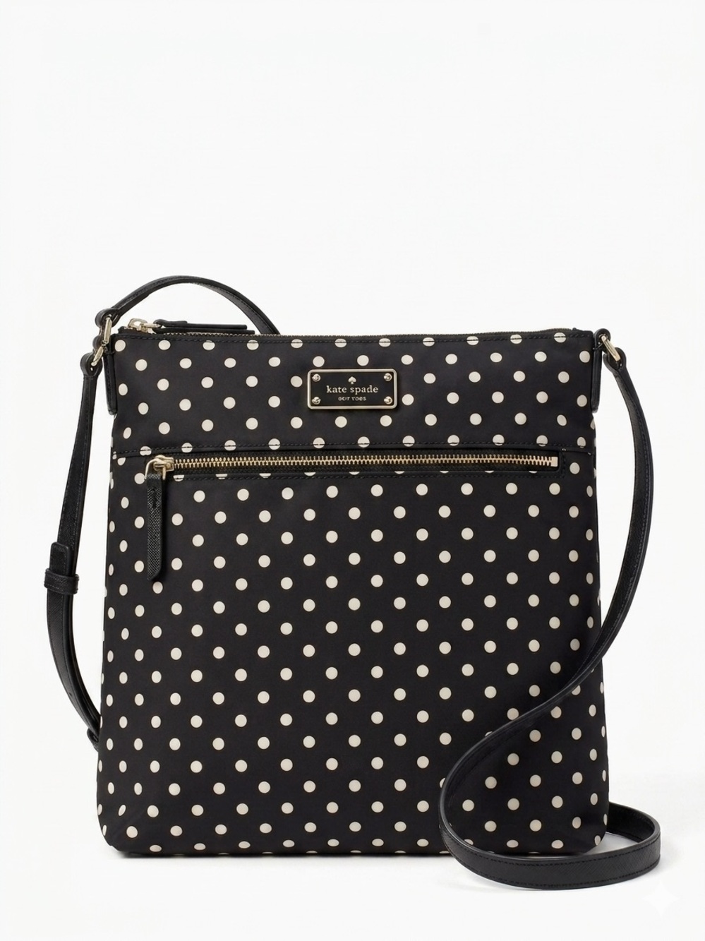 kate spade Black with Cream Polka Dot Crossbody Bag